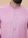 Pink Linen Cotton Plain Kurta Pyjama