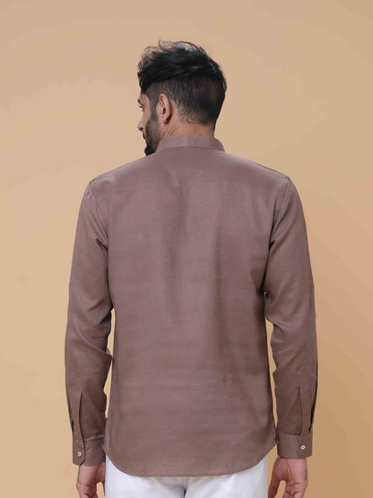 Mauve Linen Plain Short Kurta
