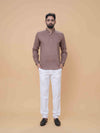Mauve Linen Plain Short Kurta