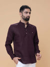 Wine Linen Plain Short Kurta