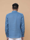 Air Force Blue Linen Plain Short Kurta