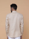 Beige Linen Plain Short Kurta