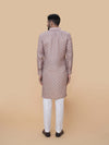 Beige Linen Cotton Printed Kurta Pyjama