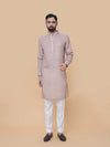 Beige Linen Cotton Printed Kurta Pyjama