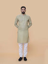 Mehendi Green Linen Cotton Printed Kurta Pyjama