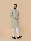 Mehendi Green Linen Cotton Printed Kurta Pyjama