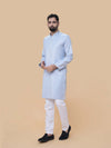 Sky Blue Linen Cotton Plain Kurta Pyjama