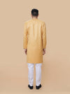 Mustard Linen Cotton Plain Kurta Pyjama