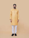Mustard Linen Cotton Plain Kurta Pyjama