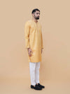 Mustard Linen Cotton Plain Kurta Pyjama