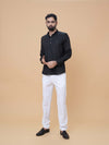 Black Linen Plain Short Kurta