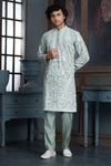 Pista Green Chanderi Heavy Embroidery Kurta Set