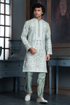 Pista Green Chanderi Heavy Embroidery Kurta Set