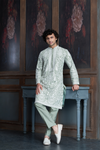 Pista Green Chanderi Heavy Embroidery Kurta Set
