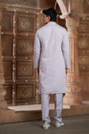 Lavender cotton Kurta Pyjama with Thread Embroidery and Motifs