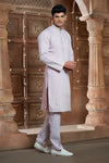 Lavender cotton Kurta Pyjama with Thread Embroidery and Motifs