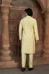 Lemon Yellow Chanderi Kurta Pyjama with all Over Buta