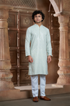 Cream Rayon Printed Kurta Pyjama
