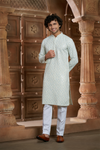 Cream Rayon Printed Kurta Pyjama
