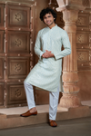 Cream Rayon Printed Kurta Pyjama