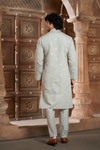 Beige Chanderi Daman Embroidery Kurta Pyjama with All over Buta