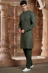 Olive Green Pure Cotton Kurta with Matching Bottom