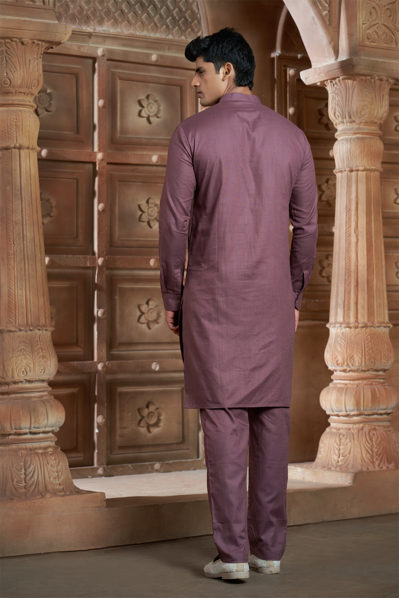 Onion Pink Pure Cotton Kurta with Matching Bottom