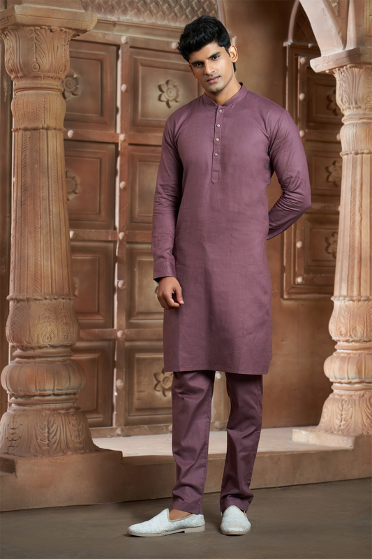 Onion Pink Pure Cotton Kurta with Matching Bottom