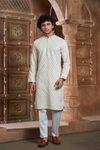 Cream Rayon Printed Kurta Pyjama