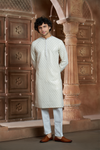 Cream Rayon Printed Kurta Pyjama