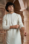 Cream Rayon Printed Kurta Pyjama