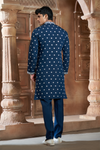 Teal Blue Chanderi Heavy Embroidery Kurta Set with Mirror Work
