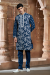 Teal Blue Chanderi Heavy Embroidery Kurta Set with Mirror Work