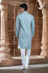 Mint Pure Cotton Self Jaquard Kurta Pyjama