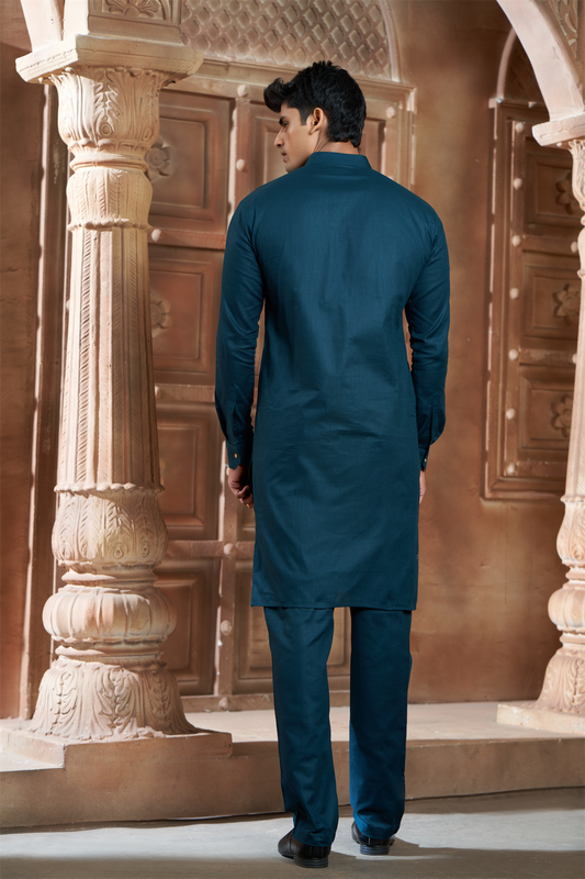 Bottle Green Pure Cotton Kurta with Matching Bottom
