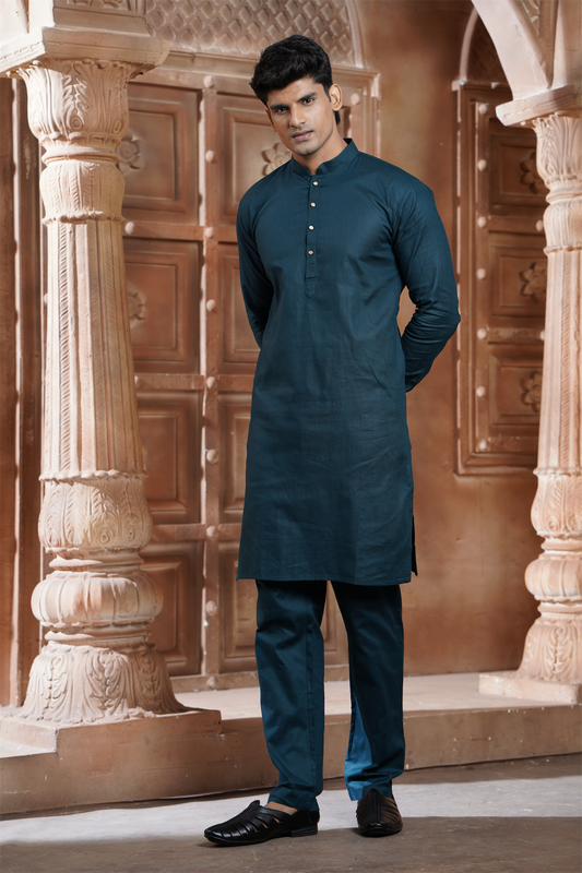 Bottle Green Pure Cotton Kurta with Matching Bottom