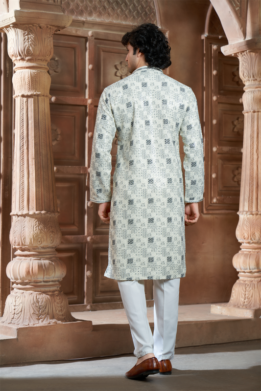 Black Rayon Printed Kurta Pyjama