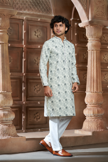 Black Rayon Printed Kurta Pyjama