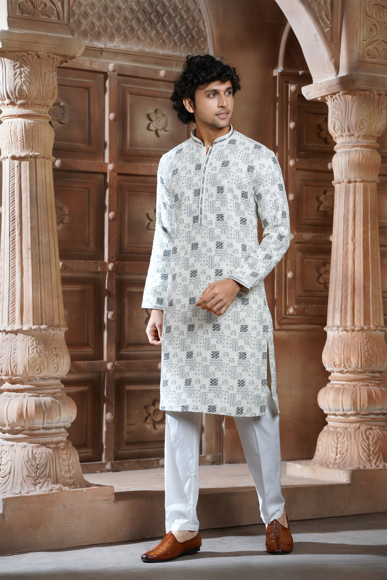 Black Rayon Printed Kurta Pyjama