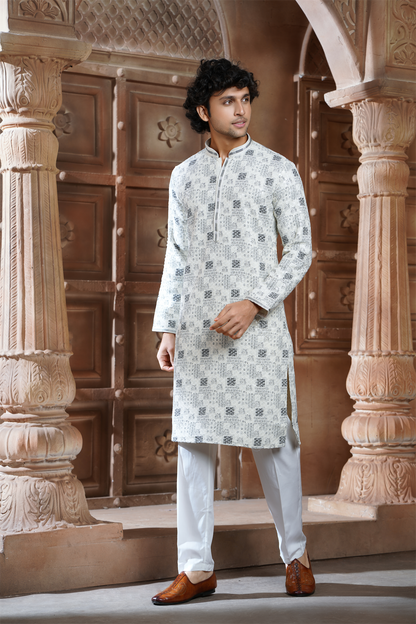 Black Rayon Printed Kurta Pyjama