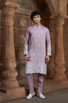 Lavender cotton  Kurta Pyjama with Thread Embroidery and Motifs