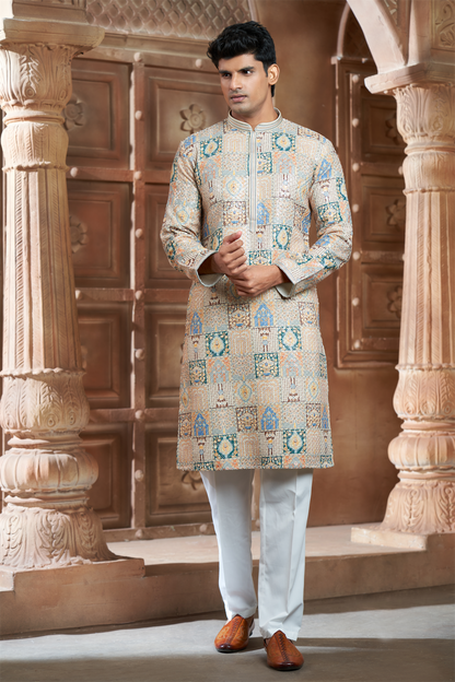 Multi-Coloured Rayon Printed Kurta Pyjama