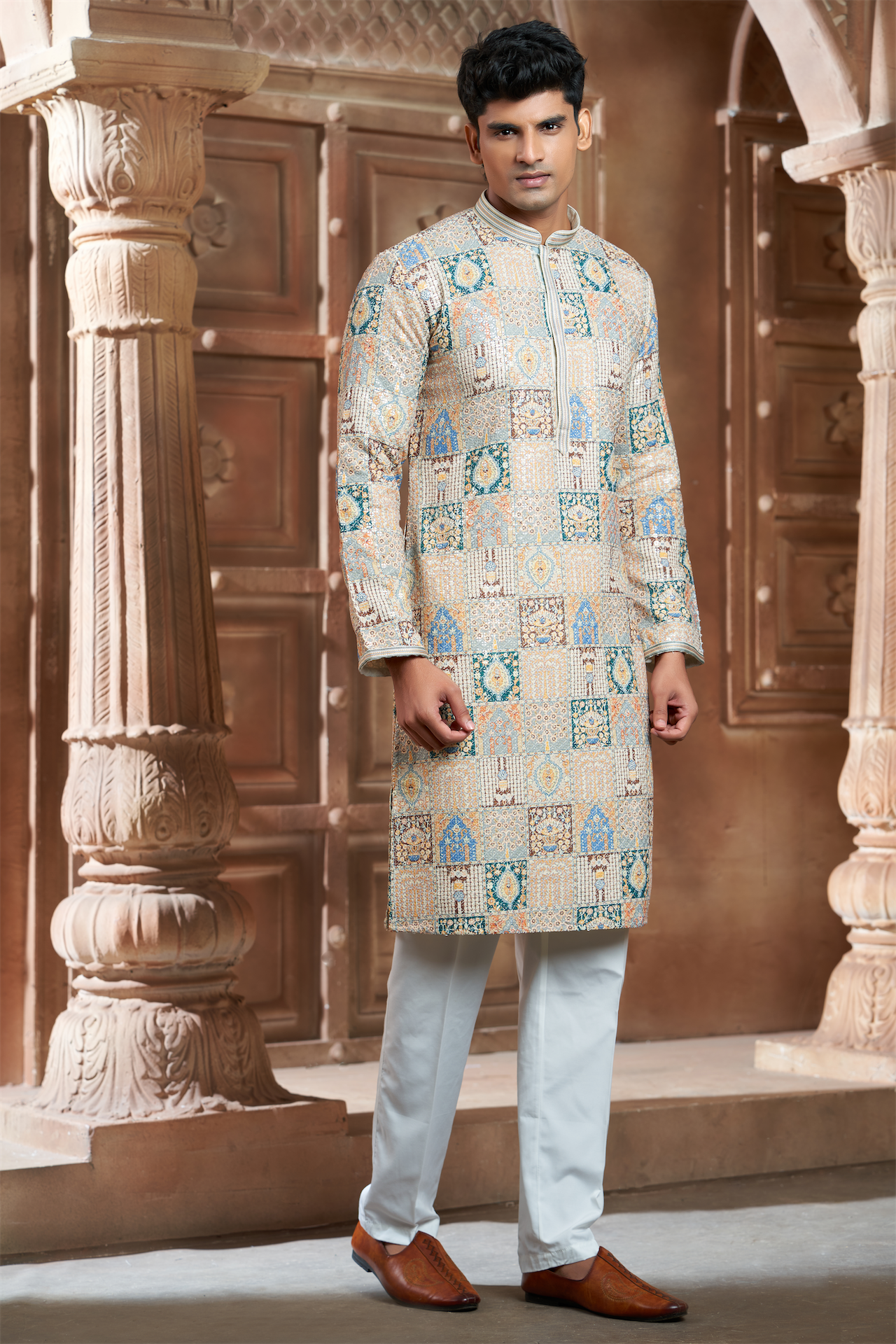 Multi-Coloured Rayon Printed Kurta Pyjama