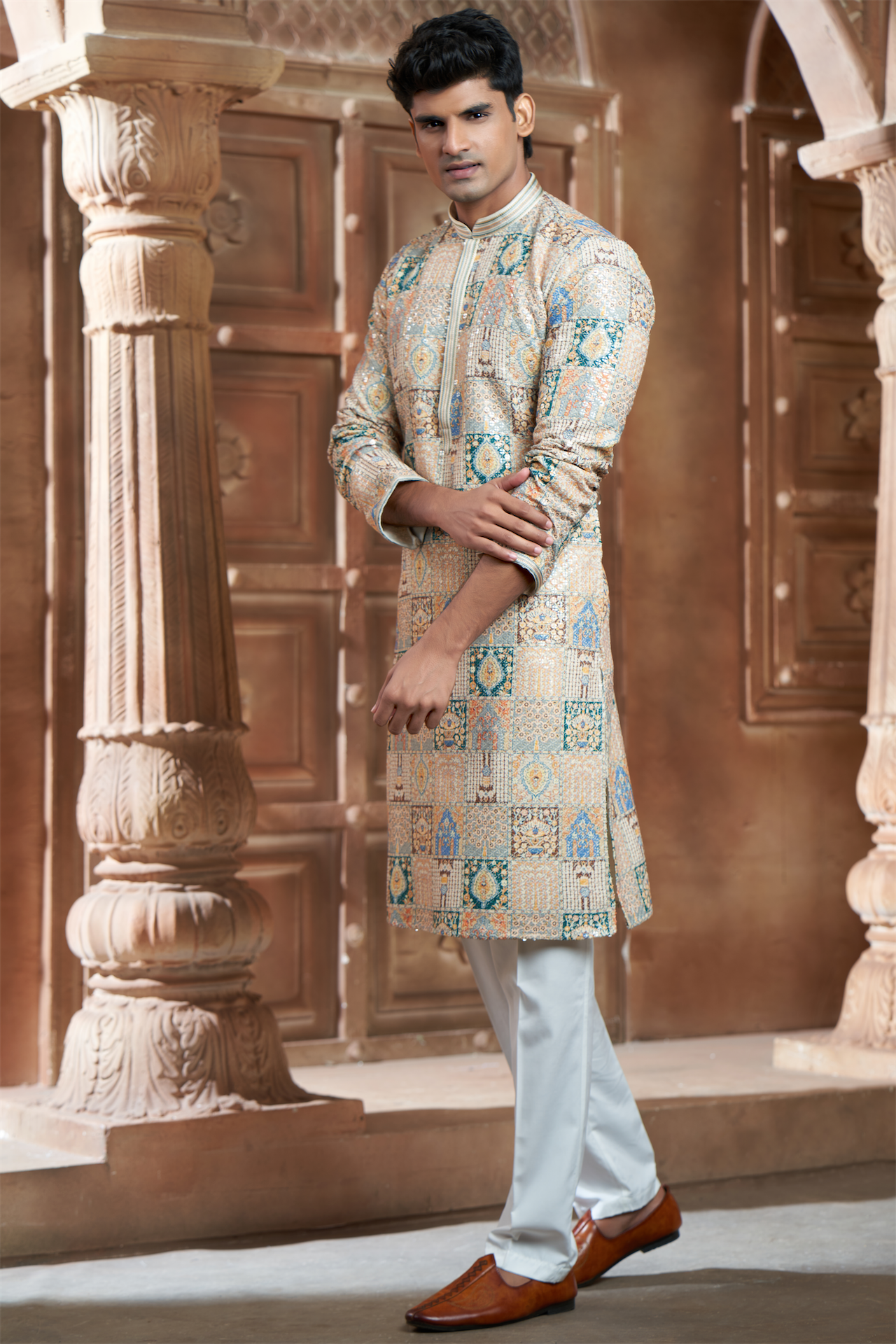 Multi-Coloured Rayon Printed Kurta Pyjama