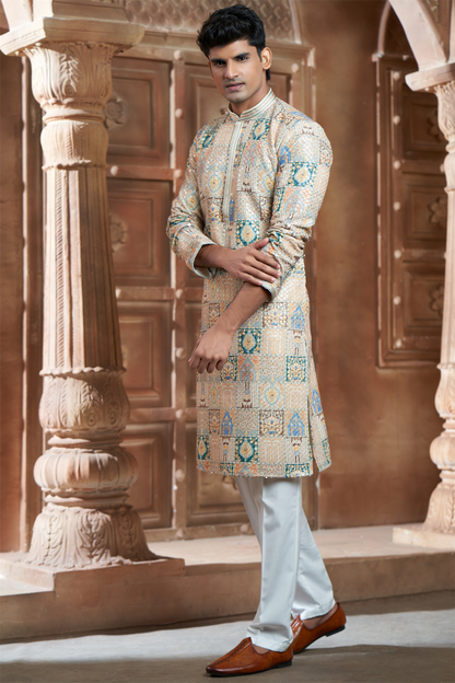 Multi-Coloured Rayon Printed Kurta Pyjama