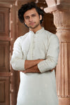 Lemon Yellow cotton Kurta Pyjama with Thread Embroidery and Motifs