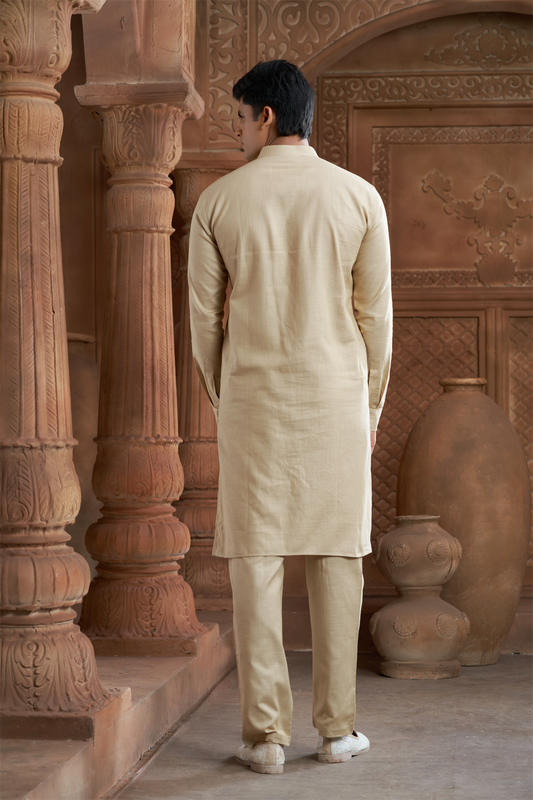 Fawn Pure Cotton Kurta with Matching Bottom