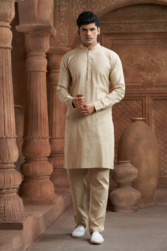 Fawn Pure Cotton Kurta with Matching Bottom