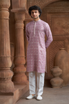 Onion Pink Rayon Printed Kurta Pyjama