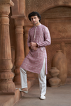 Onion Pink Rayon Printed Kurta Pyjama